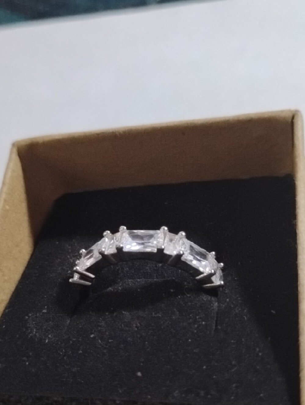 Diamonique Baguette-cut Half Eternity Band Size 8
